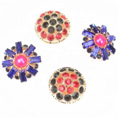 China 3cm Diamond Flower Buckle Decoration Diamond Viable Color Rhinestone Color Hollow Button Bow Tie Dress Brooch Dress Shoe Bag Accessories for sale