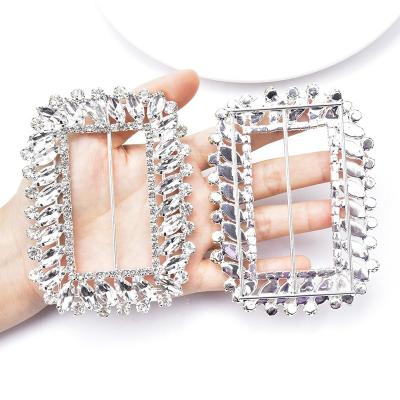 China Flatback 7.5X10Cm Crystal Buckle Silver Glass Horse Eye Rhinestone Metal Diy Buckle Shoes Accessories Women Dress Decoration Belt for sale