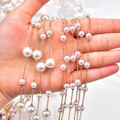 China DIY Decoration Pearl Chain 6mm 10mm Luxury Spacing Imitation Pearl Beads DIY Necklace Bracelet Wedding Party Decor Gift Jewelry Accessories Simple Style for sale