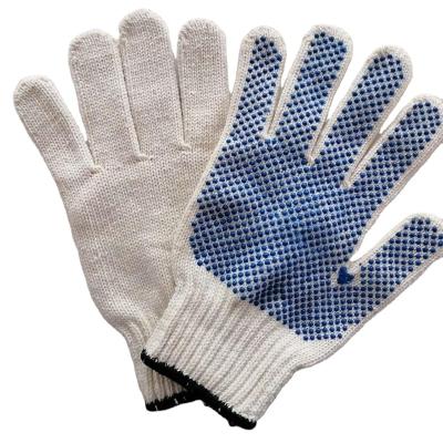 China Hand Protective Hot Sale Bleached Cotton Knitted PVC Dotted Work Hand Gloves for sale