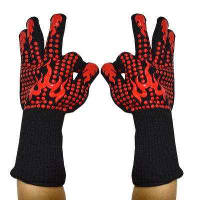 China Kitchen Oven Cotton Lining 932F Heat Resistant Kitchen Baking Protective Oven Mitten BBQ Grill Glove EN407 for sale