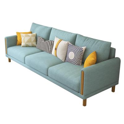 China Hot Selling New Design 3 Seater Sofa Sponge Cushion Small Apartment Furniture Modern Sectional Log Leg Foldable Hot Selling Gray Fabric for sale