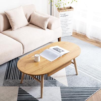 China 2021 Fashion Storage Style Living Room Furniture Nordic Modern Small Wooden Leg Apartment Oval Coffee Table With Drawer for sale