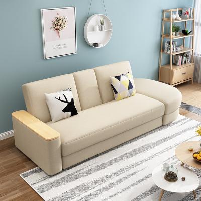 China Apartment Modular Functional Light Luxury Simple Folding Small Simple Folding Sofa Living Room Bedroom Cushion Latex USB Fabric Storage Sofa Bed for sale