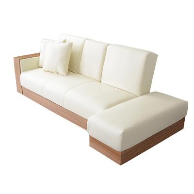 China Apartment convertible leather small functional single log living room loveseat folding sofa bed with storage space saving furniture for sale