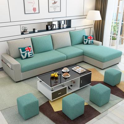 China Nordic Modern Other Home Furniture Corner Sofa Set Storage Luxury Wood Frame Fabric Living Room Sectional Sofa for sale