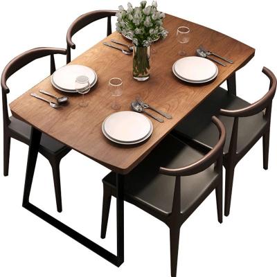 China The other luxury combination of solid wood coffee table and dining chair dining table Nordic retro style in restaurant furniture for sale