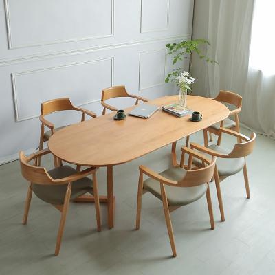 China Other Nordic Oval Kitchen Dining Furniture Home Design Dining Table Luxury Solid Wood Coffee Table Set for sale