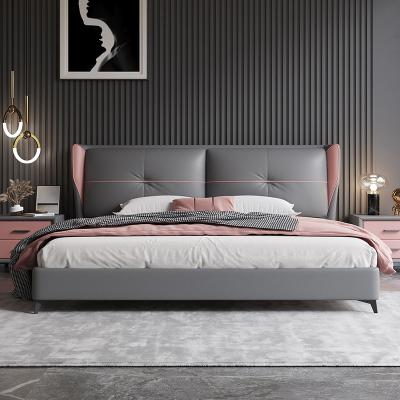 China Direct Selling Bedroom 1.8m Color Match Simple Modern Technology Luxury Fabric Solid Wood Marrying Double Soft Sofa Bed for sale