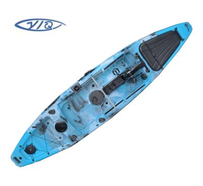 China LLDPE 12ft Plastic Foot Drive Thruster Pedal Fishing Kayak with Rudder System for sale