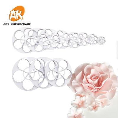 China Viable Plastic AK Fondant Tools Cake Decorating Rose Cookie Cutters Tips Baking Supplies 11pcs for sale