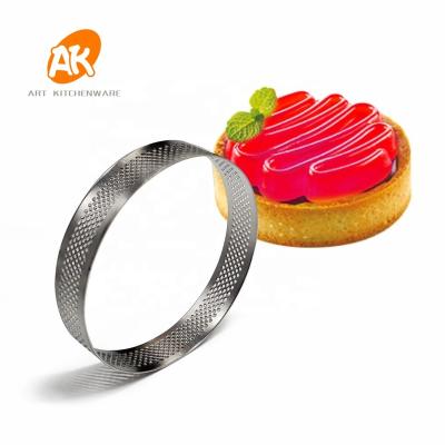 China AK 6.5cm Stainless Steel Pie Ring Heat-Resistant Perforated Mousse Cake Round Stocked Rings for Bakery WQ-02 for sale