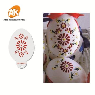 China Reusable AK Eggs Shaped Stencils for Cake Decorating Diary Suppliers Easter Painting Plastic Drawing Stencils for sale