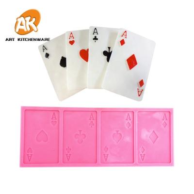 China Sustainable AK Fondant Cake Decorating Mold Playing Cards Poker Stick Paste Silicone Mold Wedding Birthday Cake Silicon Fondant Mold SM-001 for sale