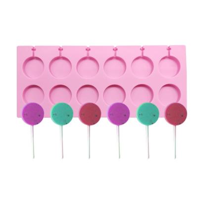 China Sustainable AK Round Lollipop Molds Chocolate Hard Candy Silicone Mold DIY Tools For Bakery Kitchenware SM-1338 for sale