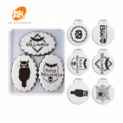 China Sustainable AK 2.7in Halloween Arts Craft Custom Stencil For Decorating Cookies Airbrush Template Laser-Cut Plastic Cake Stencils Tool ST846 for sale