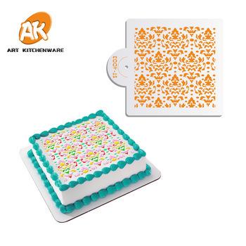 China AK Stocked Cake Stencils for Airbrush Tempate Royal Icing Plastic Laser-Cut Stencils Fondant Cake Decorating Tools Flower Cookie Stencil for sale