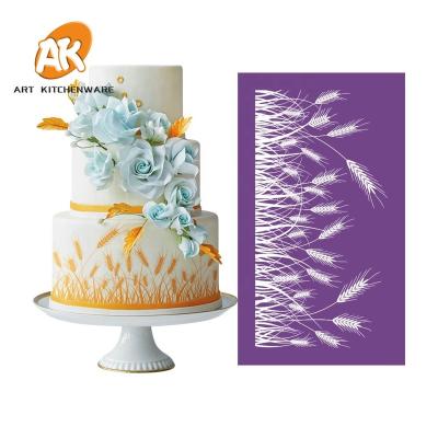 China Making Cake AK Fondant Cake Decorating Soft Transparent Grass Icing Pastry Tools Wedding And Birthday Cake Mesh Stencil for sale