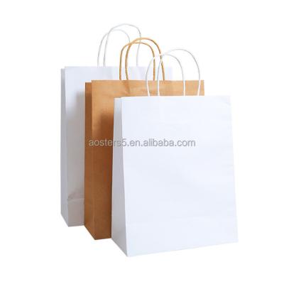 China Eco Friendly Wholesale Custom Logo Brown Kraft Paper Shopping Bag Recyclable for sale