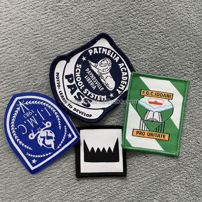 China Factory Washable Customized Full Embroidery Woven Iron On Sew On Letter Cap Woven Label Patch For Apparel Accessories for sale