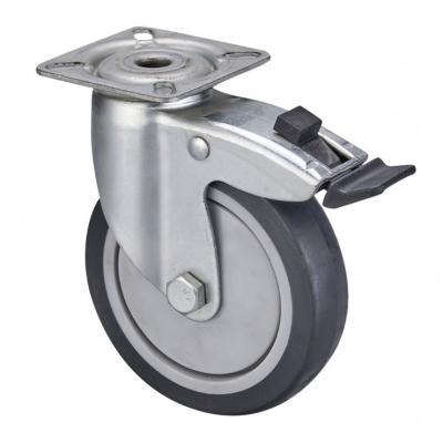 China Supplying Swivel Caster Wheel Belt Brake 4 Inch Caster Light Duty Universal TPR Silent Anti-Static Casters for sale