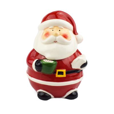 China Sustainable Hot Selling Ceramic Santa Claus Crafts Storage Kitchen Jar Santa Claus Kitchen Storage Supplies for sale