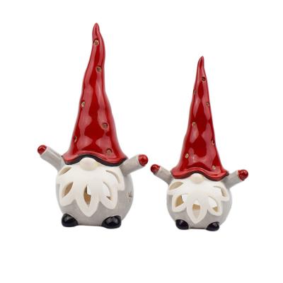 China Christmas Elements Factory Direct Sales Custom Santa Claus Crafts Decoration Ceramic Candlestick for sale