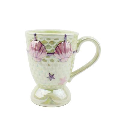 China Wholesale Custom Viable Mermaid Hand Painted Ceramic Mug Luster Bead Multi Style Hand Painted Ceramic Mug for sale