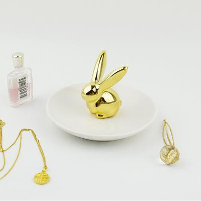 China Rabbit style jewelry display rack ceramic ring tray gold jewelry tray viable storage Nordic ceramic tray for sale