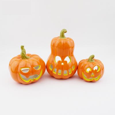 China Modern Creative Ceramic Halloween Factory Opens Hollow Pumpkin Lampshade Ghost Festival Gift Decoration Customization for sale