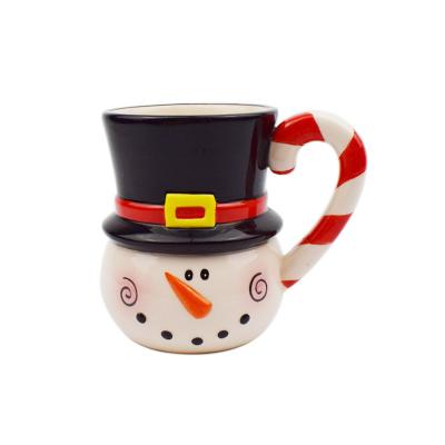 China Sustainable Christmas Snowman Hot Sale Milk Coffee Ceramic Mug With Handle for sale