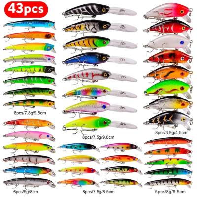 China 43pcs Fishing Lure Kit Bass Fishing Lure Minnow Hard Pencil Lure Floating Carp Fishing for sale