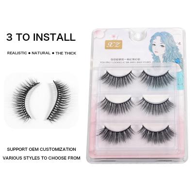 China Long Use Natural Light Daily Makeup Black Cotton Yarn With Natural Cross Multilayer Self Adhesive Eyelashes for sale