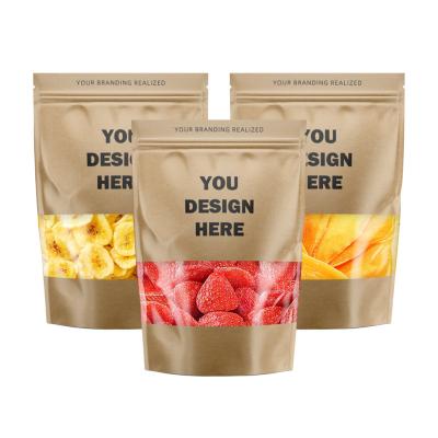 China Disposable Custom Logo Printing Doypack Zipper Heat Seal Kraft Paper Food Packaging Bag with Window for sale