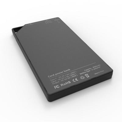 China Type-C Slim 8000mAh Power Bank 9.5mm Super Slim Portable Metal Bank for sale