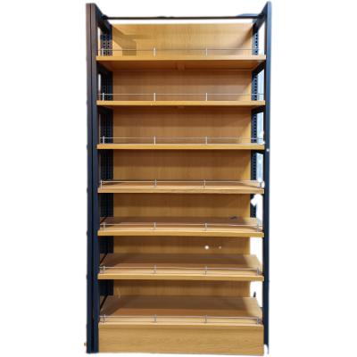 China Customized Single Sided Commercial Hot Sale Steel Wooden Shelves Single Side Display Rack Shelves In Supermarket For All Kinds Of Stores for sale