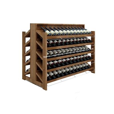 China Modern Customized Wooden Display Rack Storage Red Wine Rack For Shop for sale