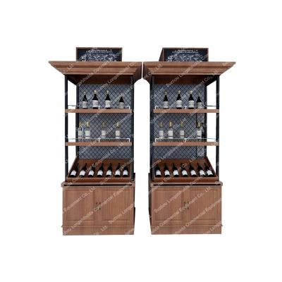 China Customized Modern Customize Display Bottle Shelf Wine Whiskey Wood Rack for sale