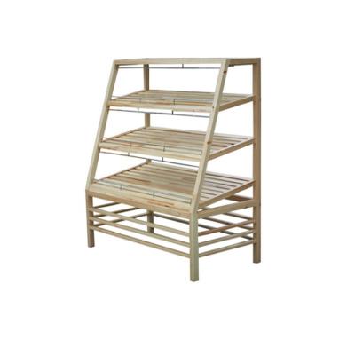 China Plain Single Side Wooden Bakery Display Stand For Fresh Baked Bread Cake for sale