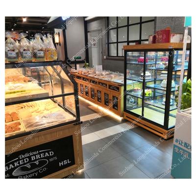 China Environmentally Friendly White Cake Bread Pastry Glass Cabinet Display Bakery Showcase for sale