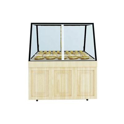 China Durable Metal Rack Wooden Cabinet Glass Display Rack Bread Shelf For Store for sale