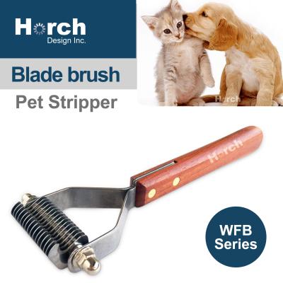 China Viable Head Wooden Handle Dog Grooming Tool Groomer Skinning Knife for sale