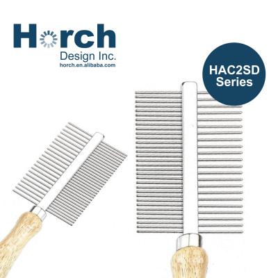 China Metal Viable Comb Wooden Handle Pet Grooming Stainless Steel Lice Comb Hair Cleaner Dematting for sale