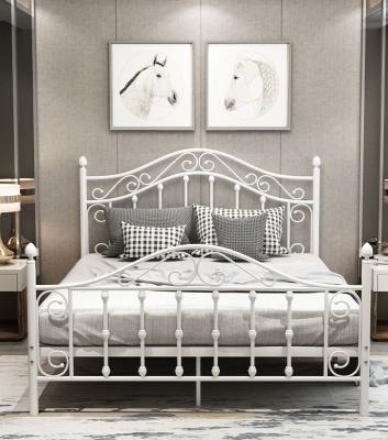 China Double Bed 1.5m Modern Nordic Tufted Wrought Iron Bed Single 1.8m Iron Frame Bed for sale