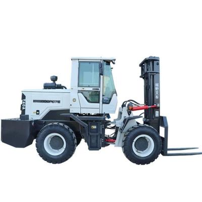 China Construction Material Stores 4WD 4x4 Rough Terrain Diesel Forklift All Terrain Forklift Diesel 3 Ton 3.5 Ton 4 Ton 4.5 Ton 5 Ton Off Road Forklift for sale