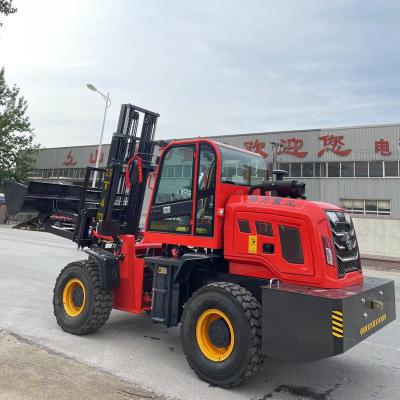 China Building Material Stores Low Price Rough Terrain 4WD 3.5 Ton 4m Diesel Forklift for sale