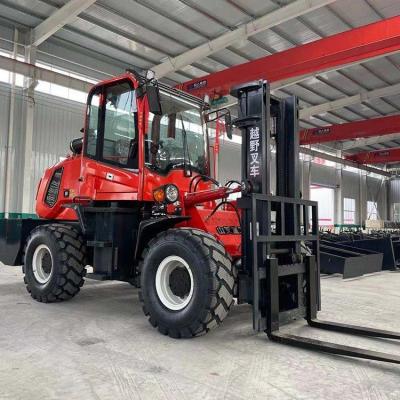 China Construction material shops 4WD ET35A solid tire 3ton diesel forklift for all terrain 4x4 for sale