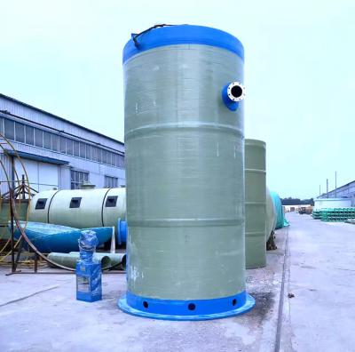 China Hochkopf Frp integrierte Aufzugspumpenstation Regenwasser Sammlung Frp vorgefertigte Vergrabene Abwasserpumpenstation zu verkaufen