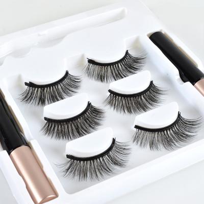 China Long Different Styles 3D Real Mink Magnetic Eyelashes With Eyeliner Kit 100 Natural Magnetic Eyeliner Glue False Eyelash 2 Of 3 Pairs for sale