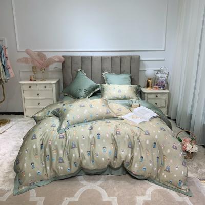 China 80S Tencel Anti-Static Bedding Bear Digital Printing Handsome Throw Painted Comforter Cover Four Piece Sheet Set for sale